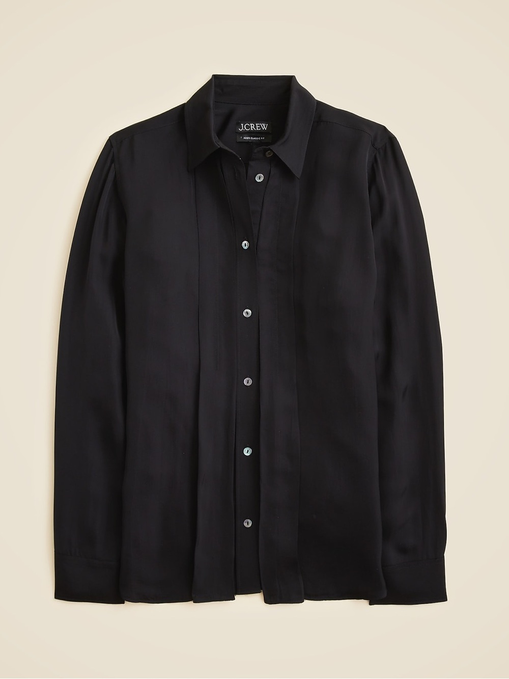 J. Crew Black Silk-Blend Button-Up Blouse